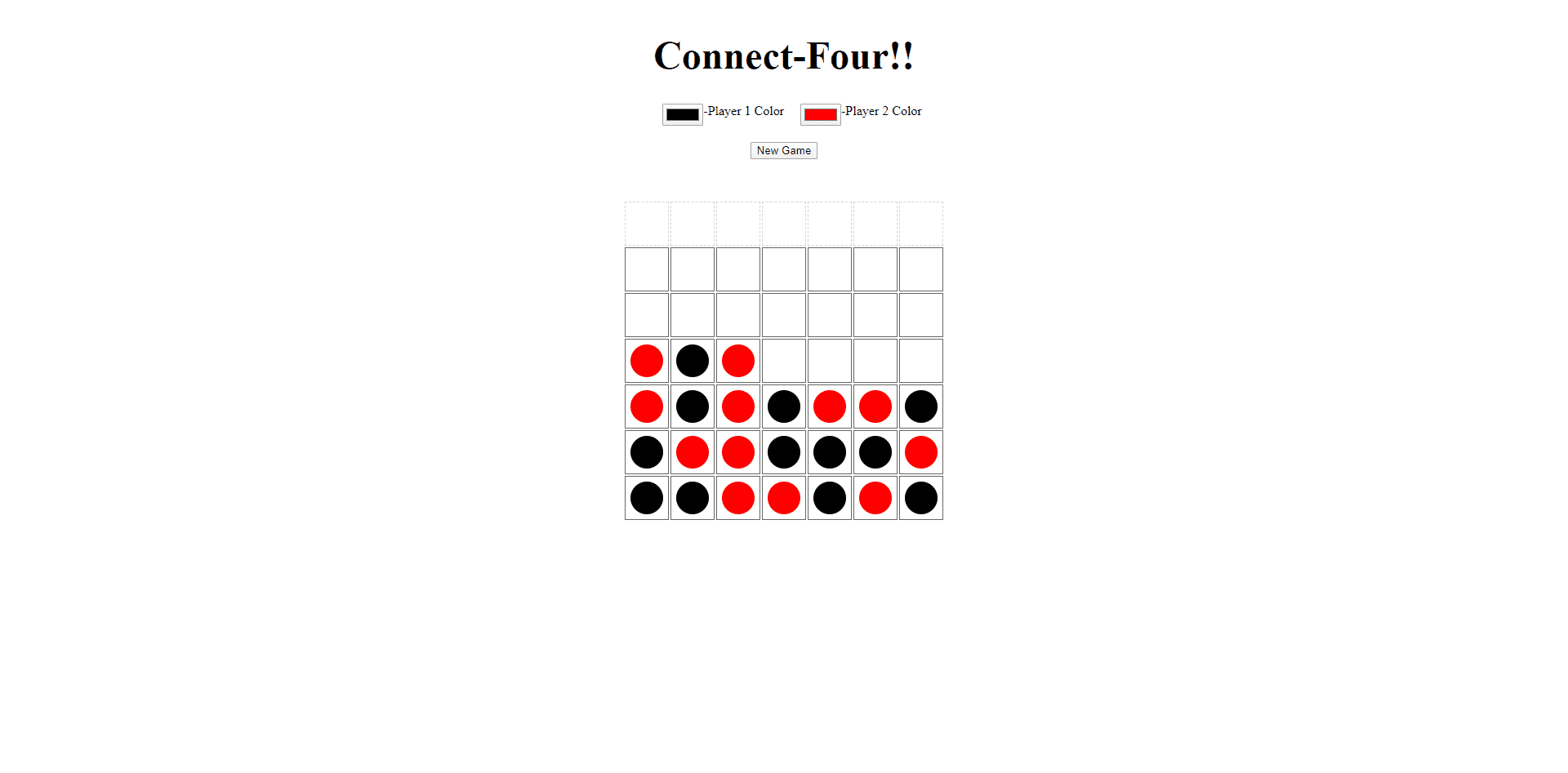 A screenshot from a Connect Four game.